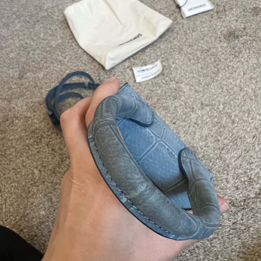 Jacquemus Le Chiquito Suede Croc Embossed Mini Bag in blue - Picture 12 of 17